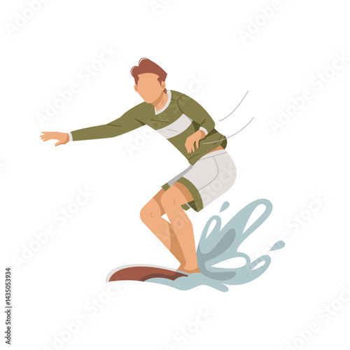 man surfing isolated illustration