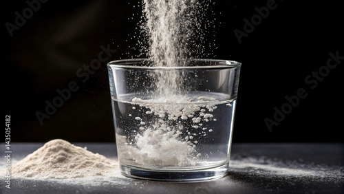 pouring the powder and dissolve it in glass of water
