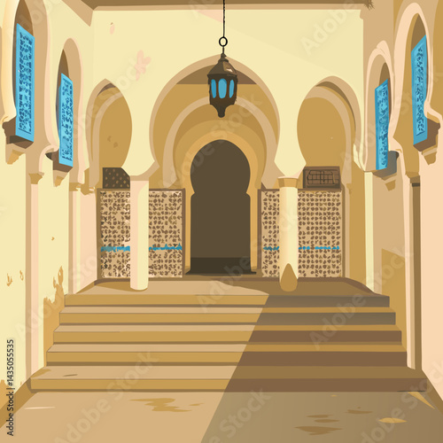 Casbah of Algiers

A historic alley in the Casbah with white walls, blue shutters, arched doorways, hanging laundry, and mosaic-tiled entrances. Light filters down through narrow paths as a cat sleeps