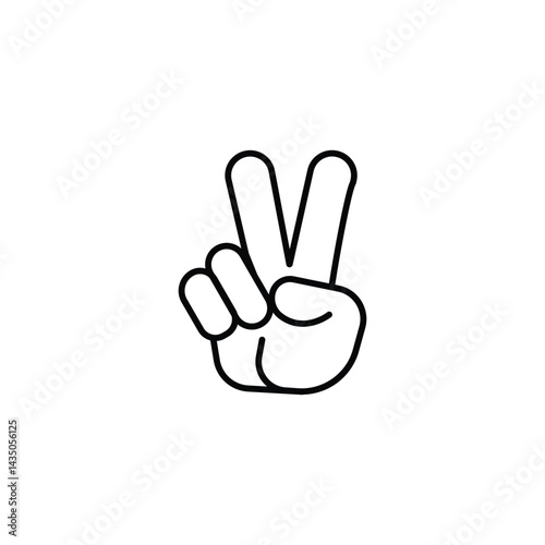 V sign for victory or peace line art vector icon for applications and websites
