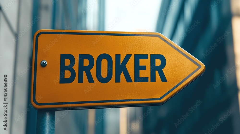 Fototapeta premium A vibrant yellow sign points towards the word 