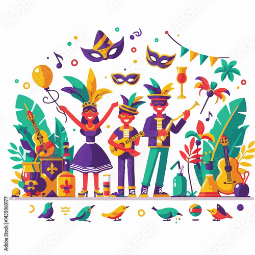 carnival, holiday, colorful, celebration, purple, mardi, festive, party, festival, mardi gras, decoration, gras, design, green, background, masquerade, banner, traditional, fat tuesday, yellow, bright