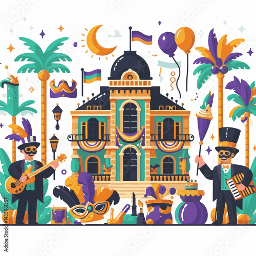 carnival, holiday, colorful, celebration, purple, mardi, festive, party, festival, mardi gras, decoration, gras, design, green, background, masquerade, banner, traditional, fat tuesday, yellow, bright