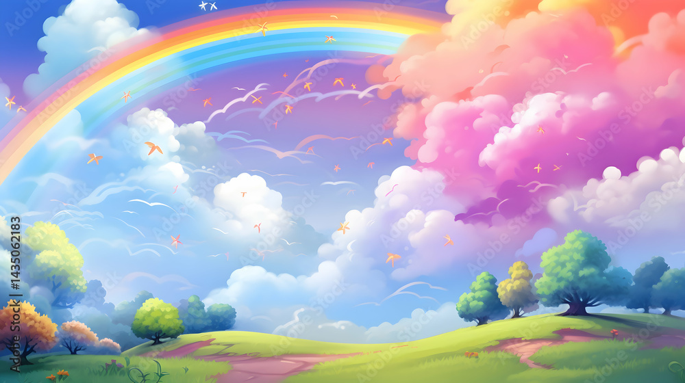 Fototapeta premium rainbow over the meadow