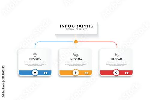 Vector Infographic label design template with icons and 3 options or steps. Can be used for process diagram