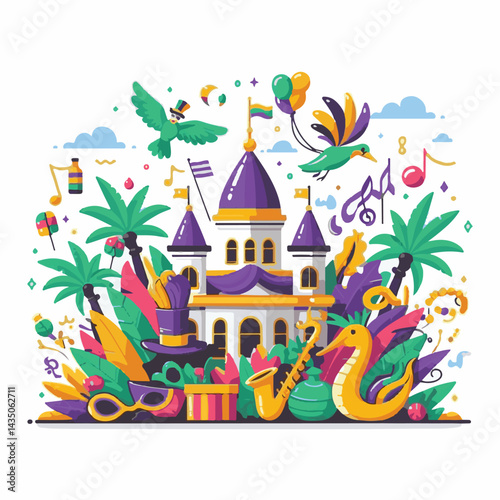 carnival, holiday, colorful, celebration, purple, mardi, festive, party, festival, mardi gras, decoration, gras, design, green, background, masquerade, banner, traditional, fat tuesday, yellow, bright