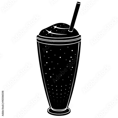 Isolated milkshake silhouette Royalty vector black color silhouette 