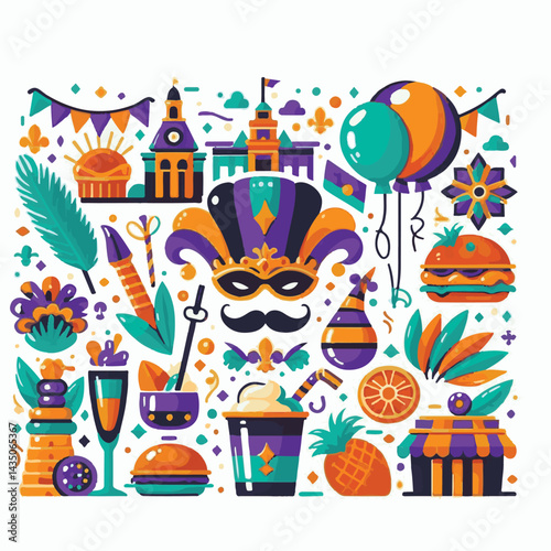 carnival, holiday, colorful, celebration, purple, mardi, festive, party, festival, mardi gras, decoration, gras, design, green, background, masquerade, banner, traditional, fat tuesday, yellow, bright
