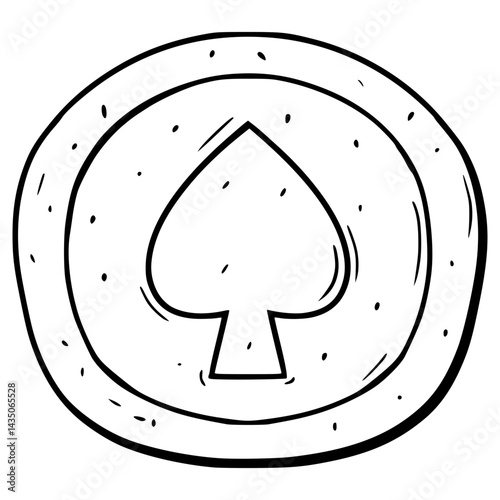 dalgona candy with spades illustration hand drawn outline vector	
