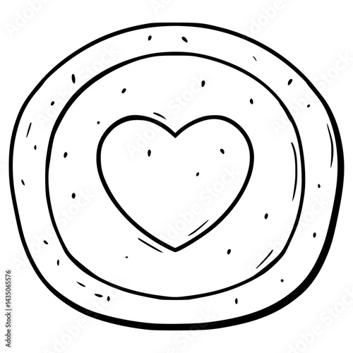 dalgona candy with heart illustration hand drawn outline vector	
