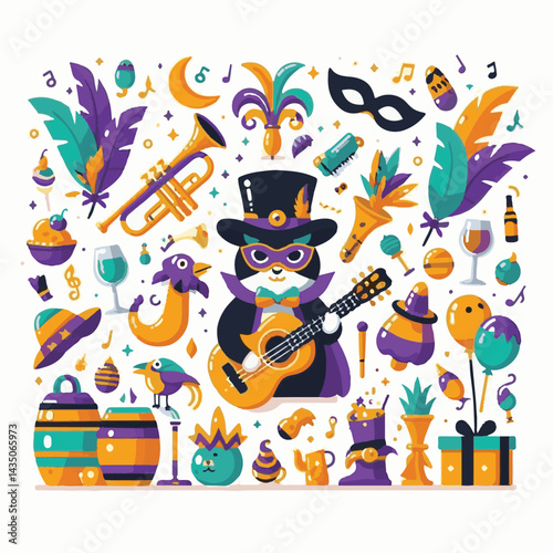 carnival, holiday, colorful, celebration, purple, mardi, festive, party, festival, mardi gras, decoration, gras, design, green, background, masquerade, banner, traditional, fat tuesday, yellow, bright