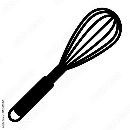 A black whisk with a red handle vector illustration