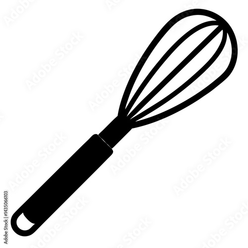 A black whisk with a red handle vector illustration