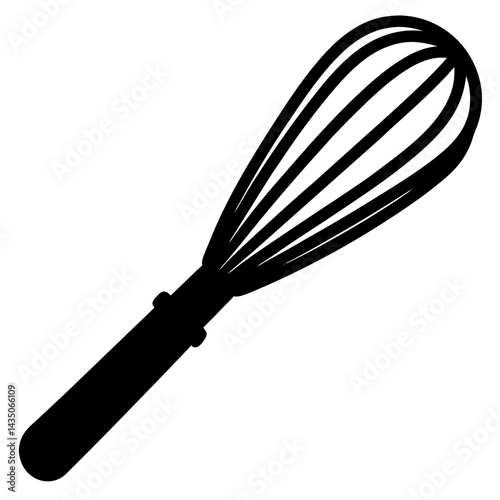 A black whisk with a red handle vector illustration