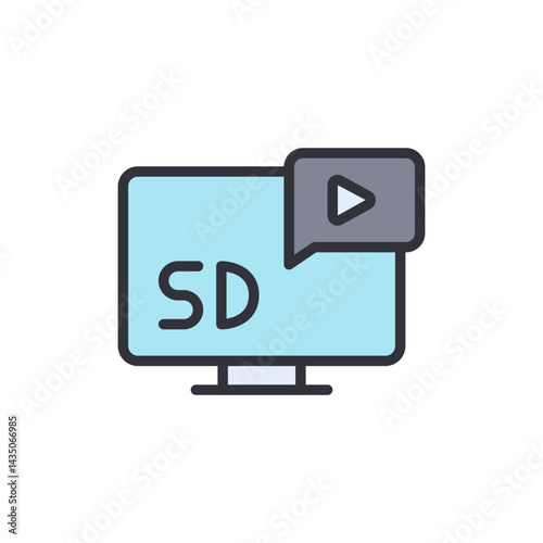 Wallpaper Mural SD video colored icons, minimalist vector illustration ,simple transparent graphic element .Isolated on white background Torontodigital.ca