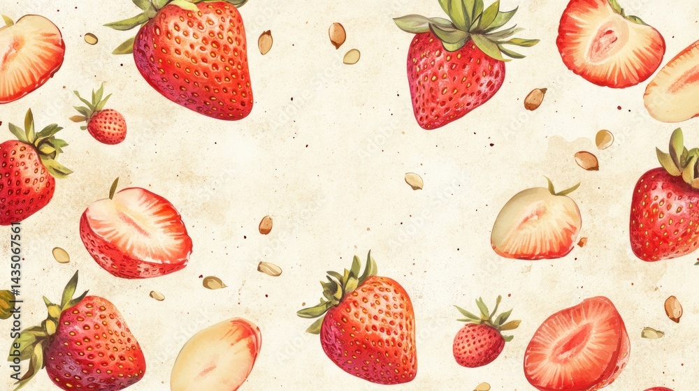 Fresh strawberries scattered on a light background Fresh strawberries scattered on a light background