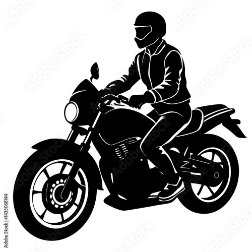 A motorcycle rider vector silhouette on white background