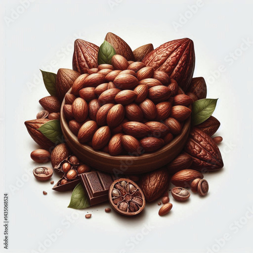 Cacao Beans Isolated on White Background – Transparent PNG Cocoa Seed 