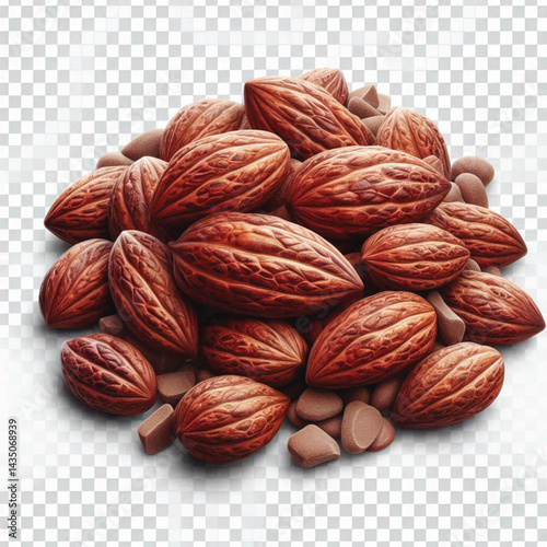 Cacao Beans Isolated on White Background – Transparent PNG Cocoa Seed 