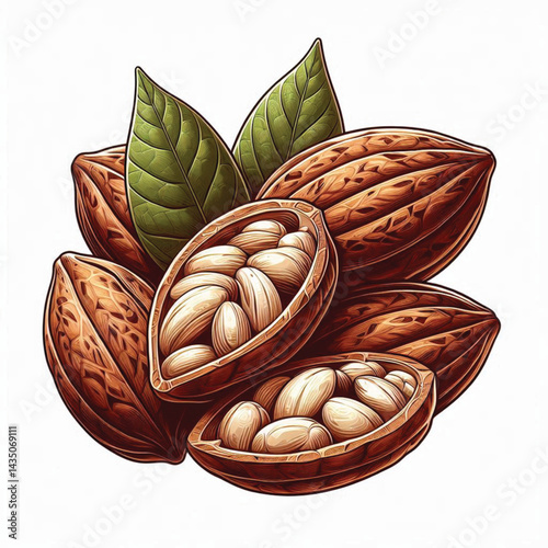 Cacao Beans Isolated on White Background – Transparent PNG Cocoa Seed 