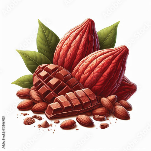 Cacao Beans Isolated on White Background – Transparent PNG Cocoa Seed 