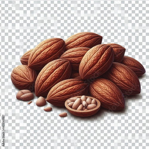 Cacao Beans Isolated on White Background – Transparent PNG Cocoa Seed 