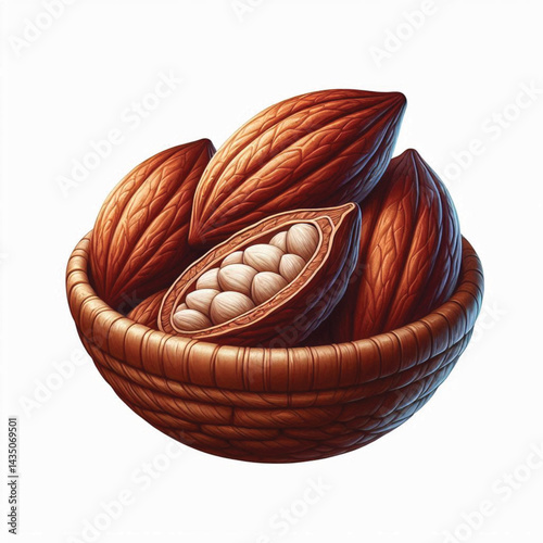 Cacao Beans Isolated on White Background – Transparent PNG Cocoa Seed 
