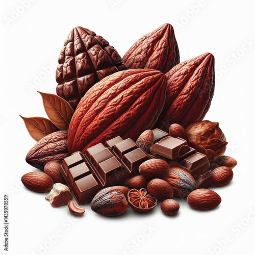 Cacao Beans Isolated on White Background – Transparent PNG Cocoa Seed 