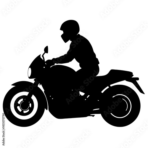 A motorcycle rider vector silhouette on white background