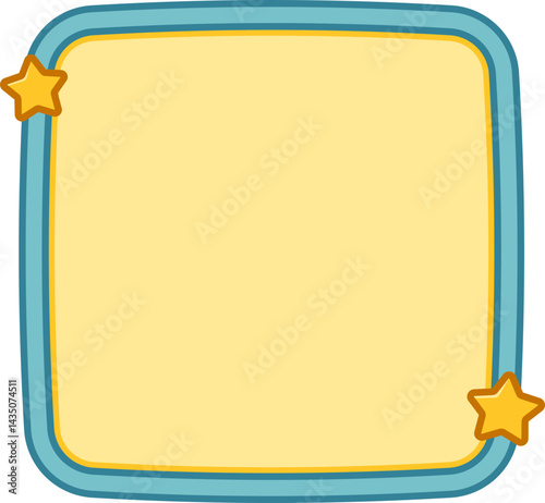 Cute Blue Border Text Box Frames with Stars Background
