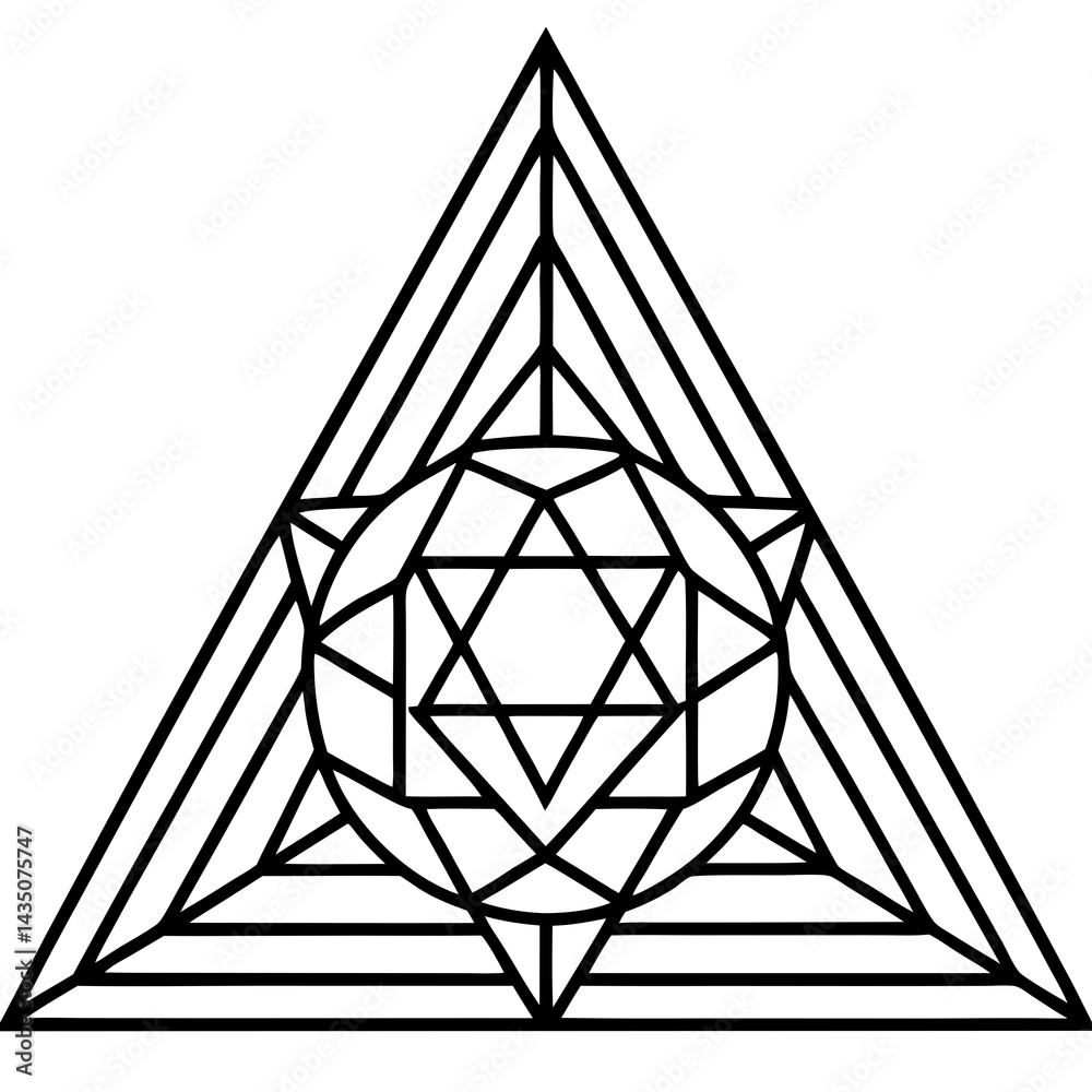 Geometric Triangle Mandala Vector on White Geometric Triangle Mandala Vector on White