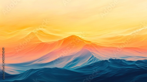 Sunrise over majestic mountains. Soft, vibrant colors blend into a serene landscape