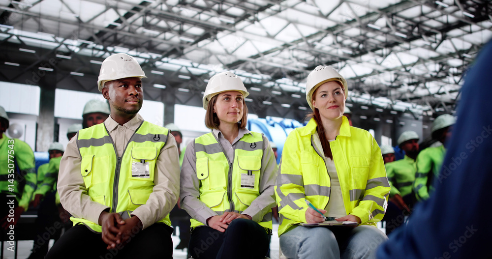 Team Of Diverse Engineers Conducting Safety Training