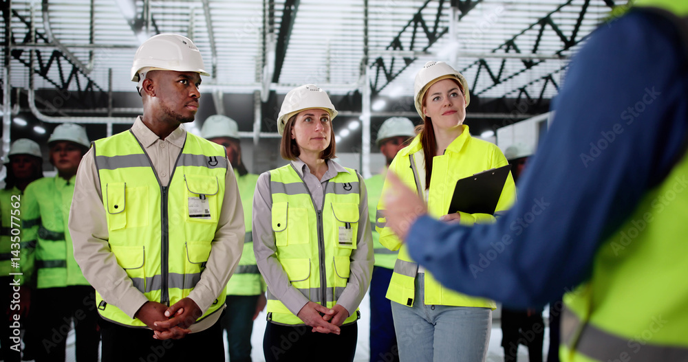 Man Providing Safety Training For Diverse Manufacturing Industry Employees