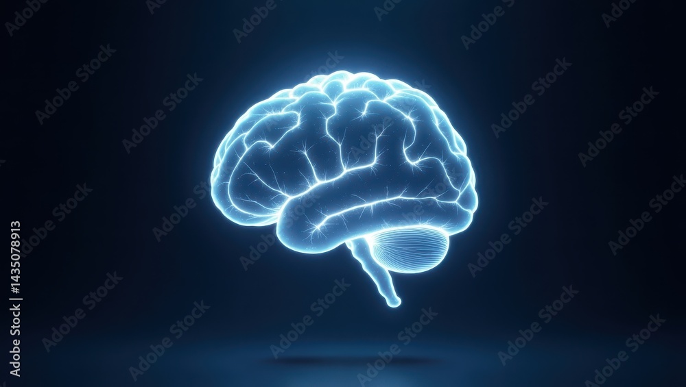 Glowing Human Brain Neural Network Digital Anatomy 3D Render Medical Science Glowing Human Brain Neural Network Digital Anatomy 3D Render Medical Science