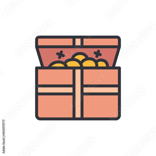 Treasure chest colored icons, minimalist vector illustration ,simple transparent graphic element .Isolated on white background