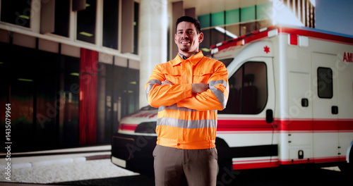 Obraz na płótnie Emergency Paramedic Man From Rescue Service w salonie