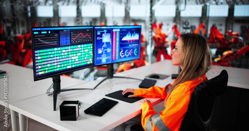Female Engineer Using SCADA Software