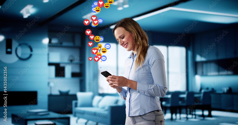 Entrepreneurial Woman Managing Social Media Network On Smartphone