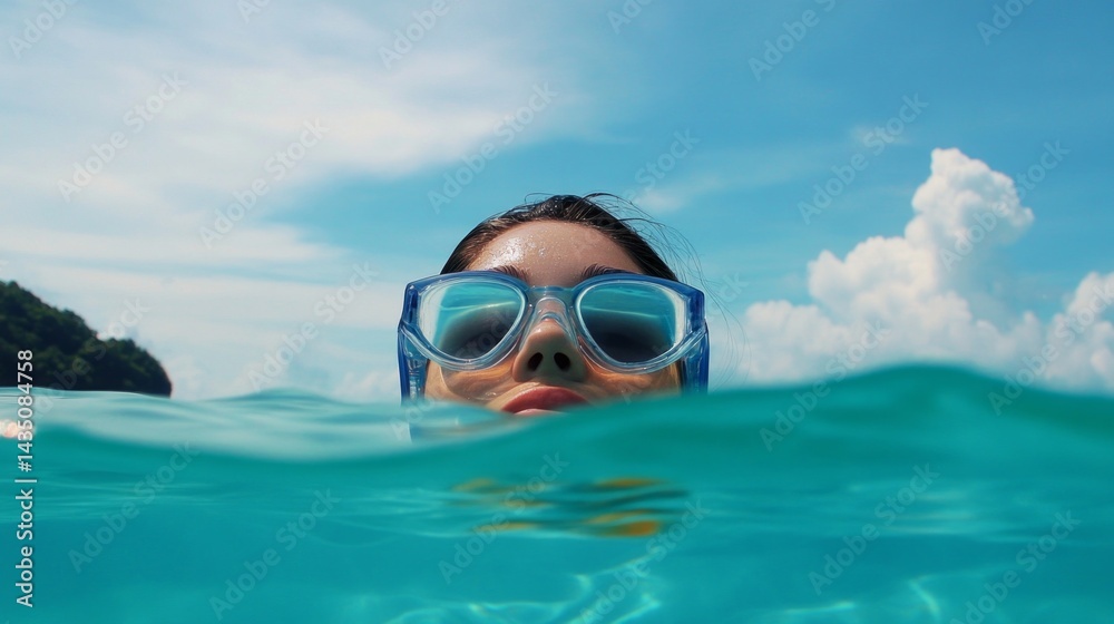 Naklejka premium Swimming action in tropical waters beach destination lifestyle imagery reflective environment scenic viewpoint