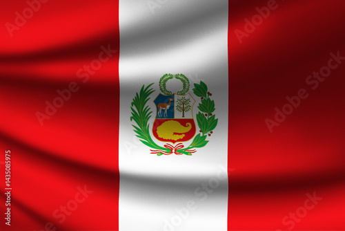 The National Flag of Peru with fabric texture