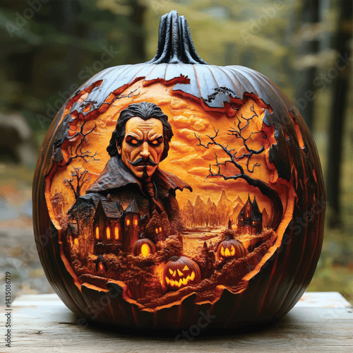  Dracula Jack-o’-Lantern Lit from Within.
