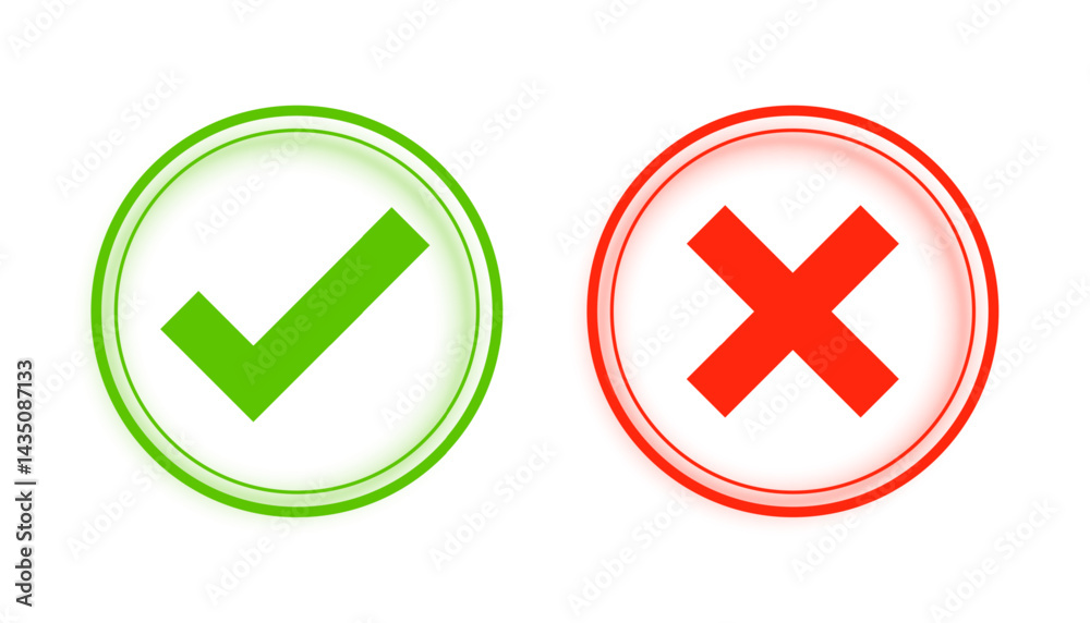 flat style green and red check mark icon flat style green and red check mark icon