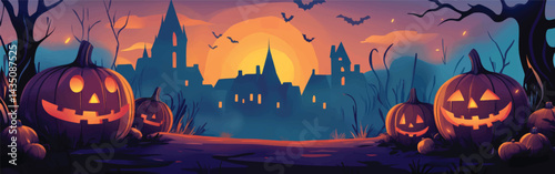 Halloween Nightfall with Haunted Houses.