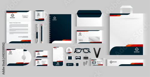 collection of professional office stationery mockup for company branding