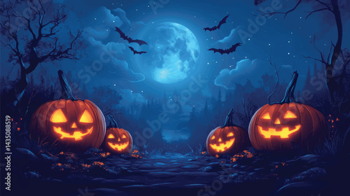 Scary Halloween Pumpkins in the Wilderness.