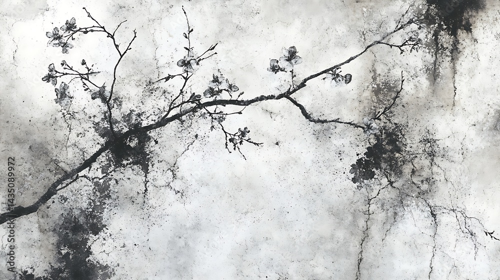 Obraz premium Gnarled Branch with White Background.
