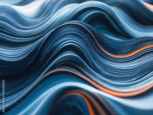 Abstract background with flowing blue and orange waves creating a dynamic and textured pattern.