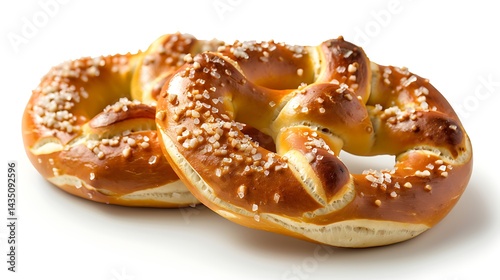 A soft pretzel with a sprinkling of salt, ready to be dipped in mustard.