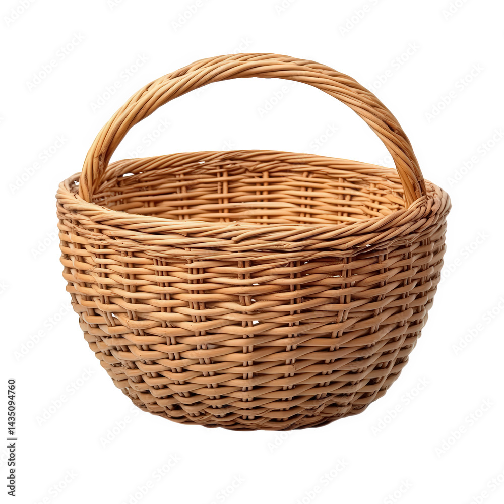 woven basket with a curved handle. showcasing a natural. rustic design it is typically used for carrying or storing items. such as fruits. vegetables. or crafts the basket's intricate weaving highligh woven basket with a curved handle. showcasing a natural. rustic design it is typically used for carrying or storing items. such as fruits. vegetables. or crafts the basket's intricate weaving highligh